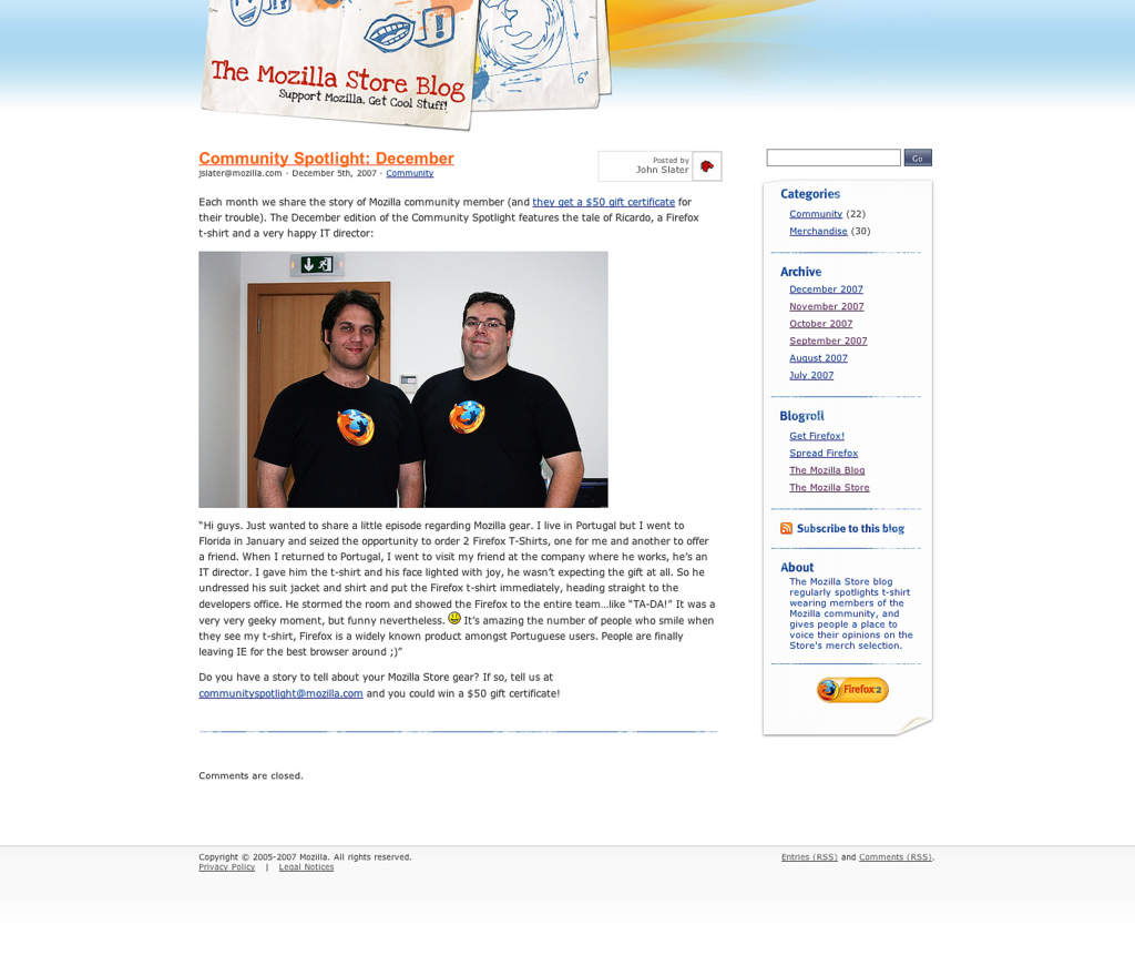 Mozilla Store December